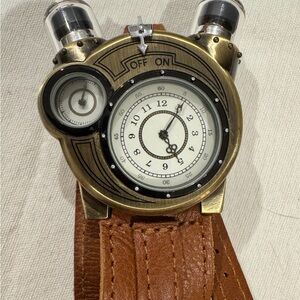 Steampunk Brass and Brown Leather Watch